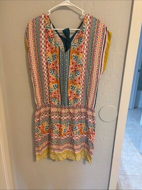 Promod Multicolor Floral Mini Dress With Tie Back